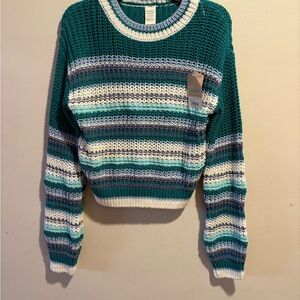 Thereabouts Girls Blue Stripe Crew Neck Pullover long Sleeve Sweater M 10/12